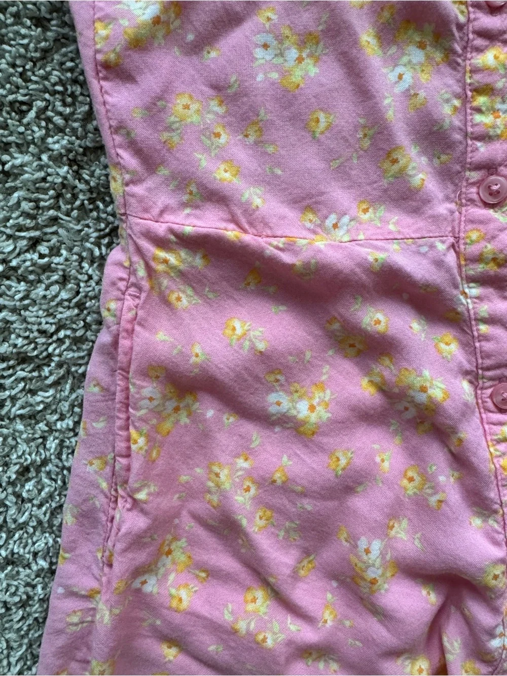 Old Navy Girls Pink Floral Dress Size Small 6/7 Puff Sleeve Button Front